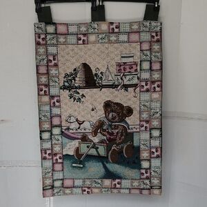 Charming Bear Tapestry with Antique Design 38 X 21" Cottage Country Grandma